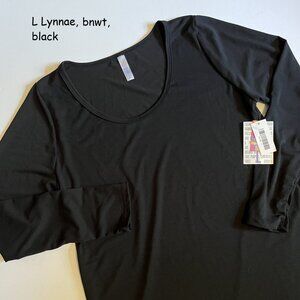 Large Lularoe Lynnae long-sleeved top, black